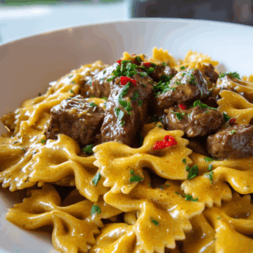 Creamy Velveeta Beef & Bowtie Pasta