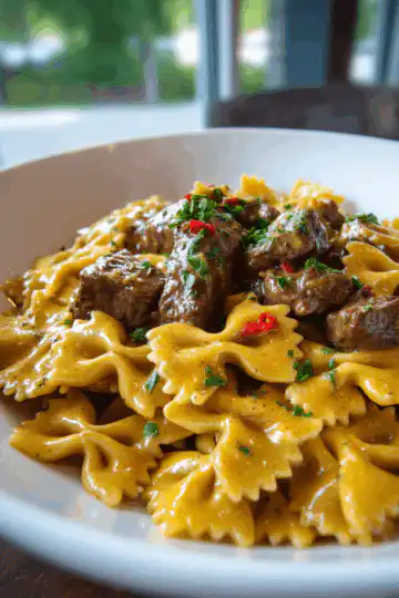 Creamy Velveeta Beef & Bowtie Pasta