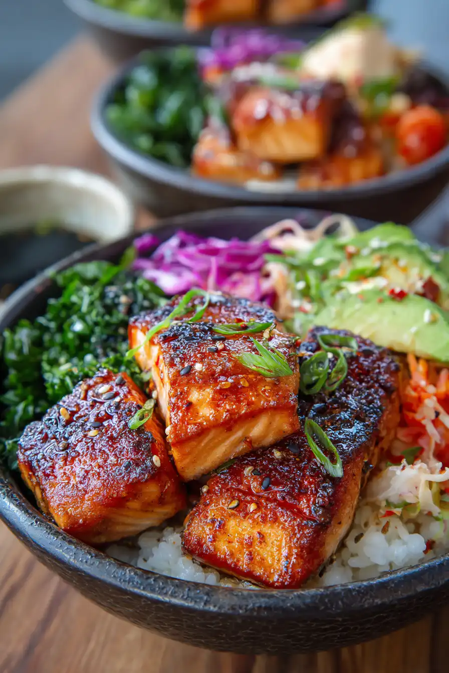 Crispy Bang Bang Salmon Bite Bowls