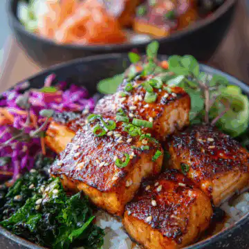 Crispy Bang Bang Salmon Bite Bowls