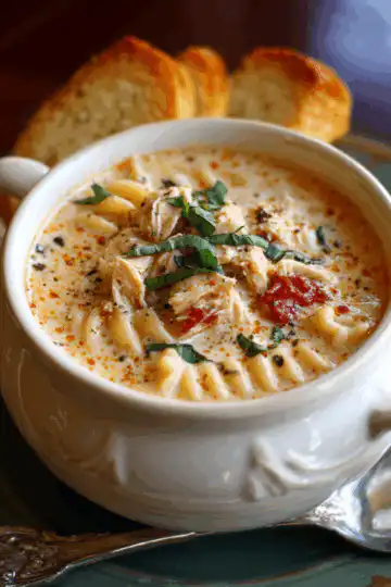 Crock Pot Creamy Chicken Parmesan Soup