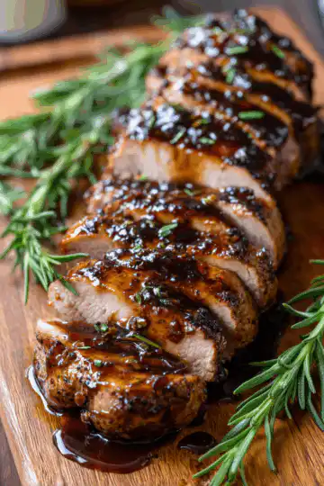 Crockpot Brown Sugar Balsamic Glazed Pork Tenderloin