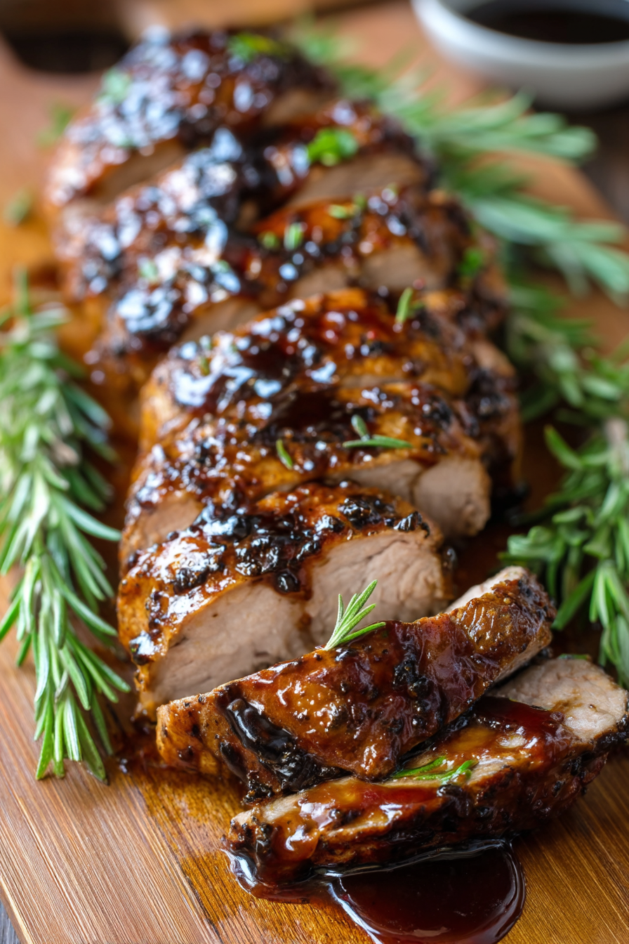 Crockpot Brown Sugar Balsamic Glazed Pork Tenderloin