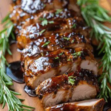Crockpot Brown Sugar Balsamic Glazed Pork Tenderloin