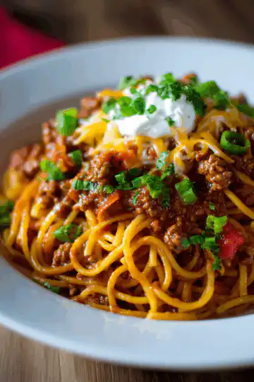 Crockpot Taco Spaghetti