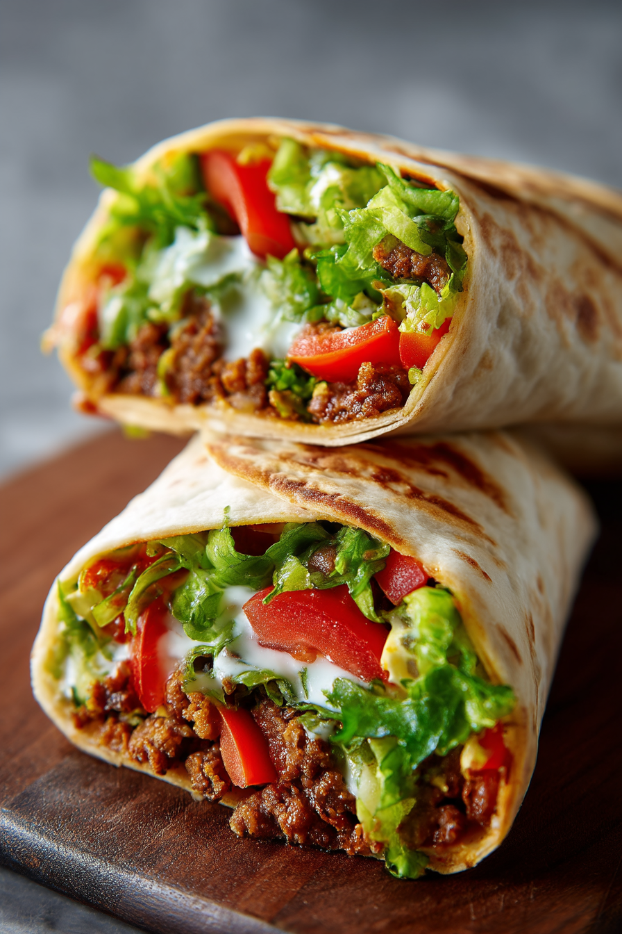 Delicious Vegan Cheeseburger Wraps with Plant-Based Meat