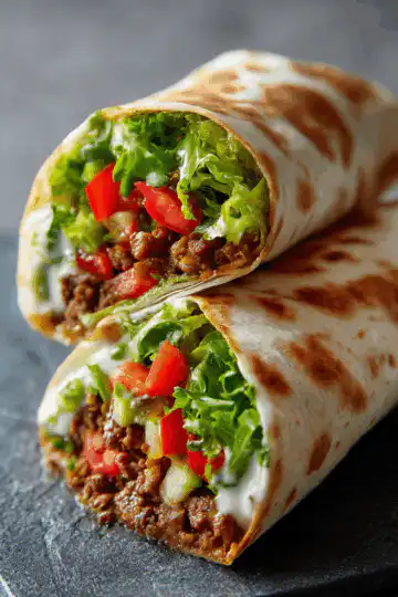 Delicious Vegan Cheeseburger Wraps with Plant-Based Meat