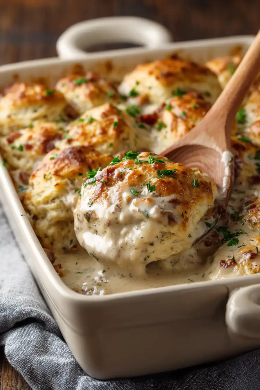 Easy Biscuits & Gravy Casserole