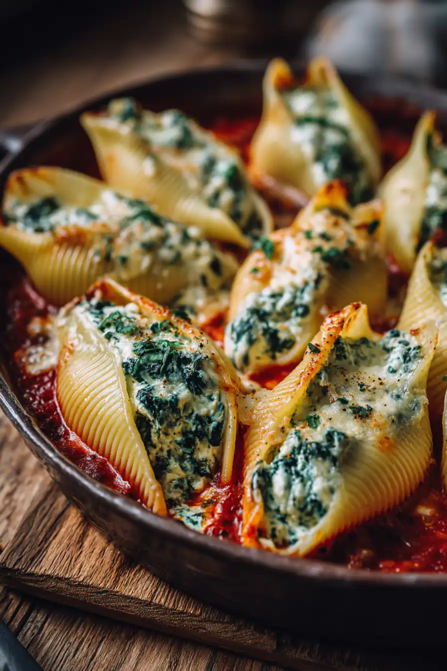 Easy Spinach and Ricotta Stuffed Shells