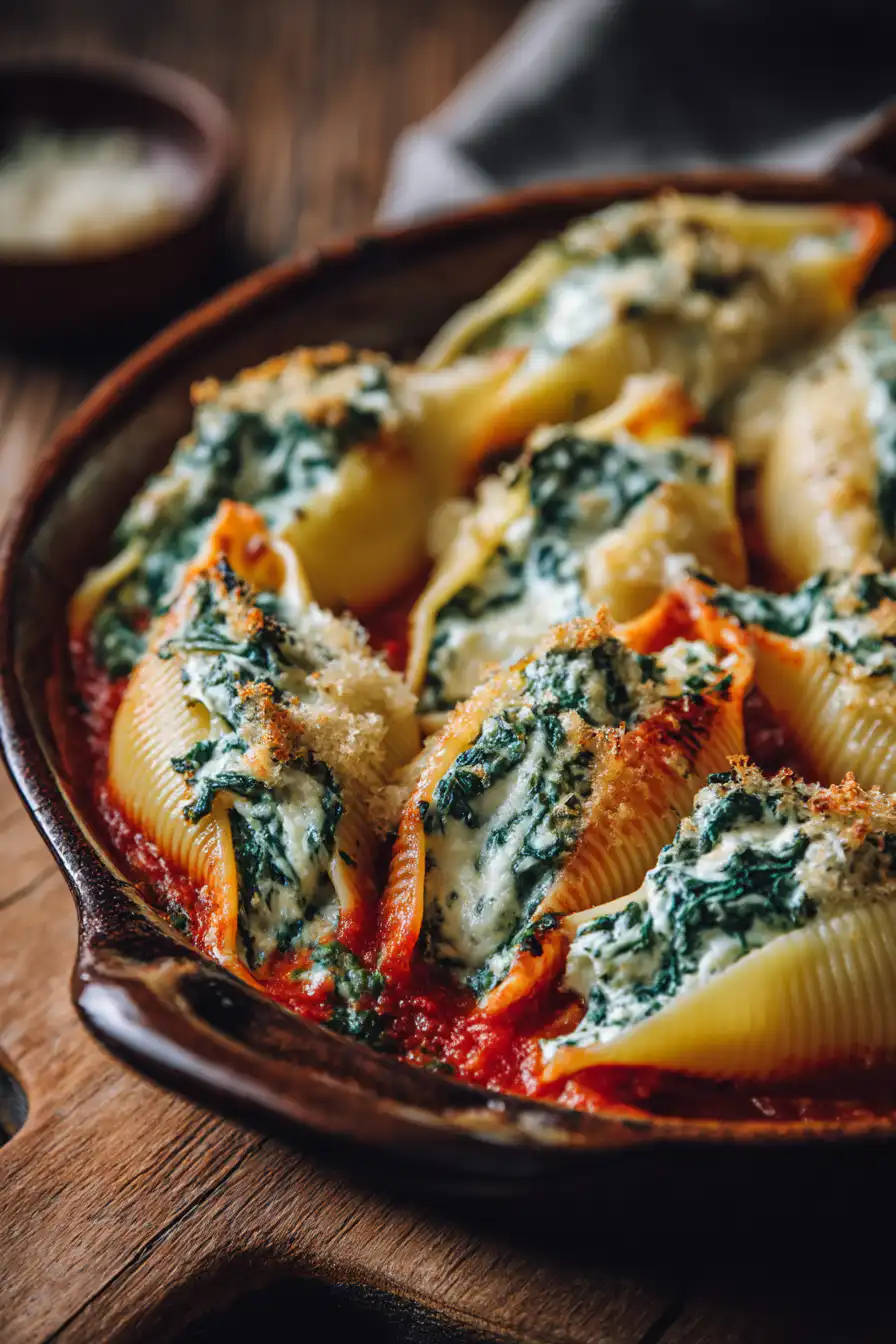 Easy Spinach and Ricotta Stuffed Shells
