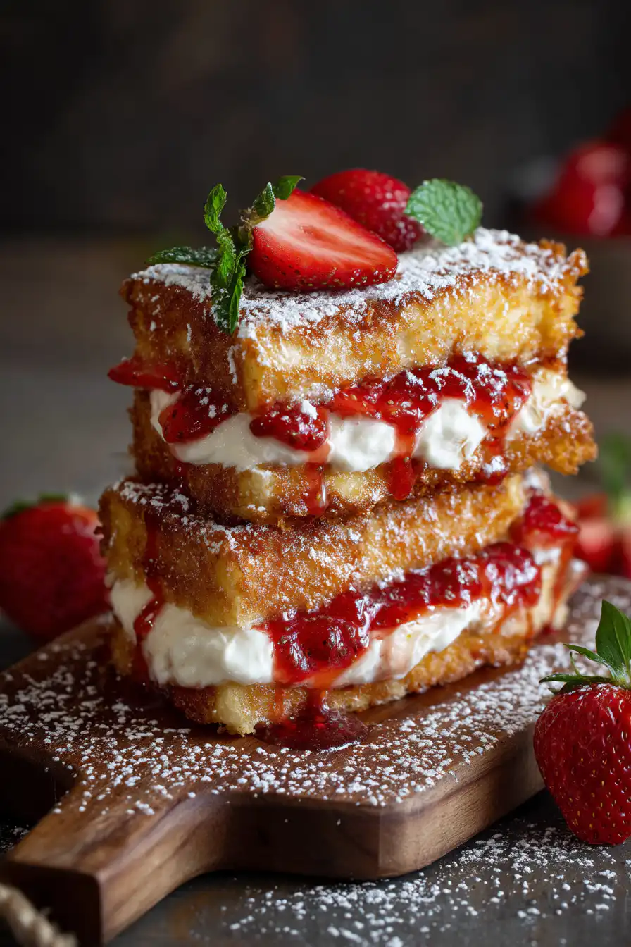 Fried Strawberry Cheesecake Sandwiches