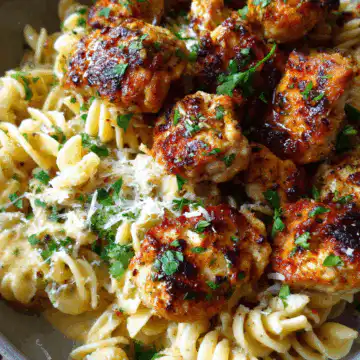 Garlic Butter Chicken Bites with Creamy Parmesan Pasta