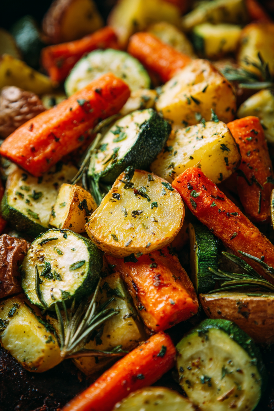 Garlic Herb Roasted Potatoes Carrots and Zucchini
