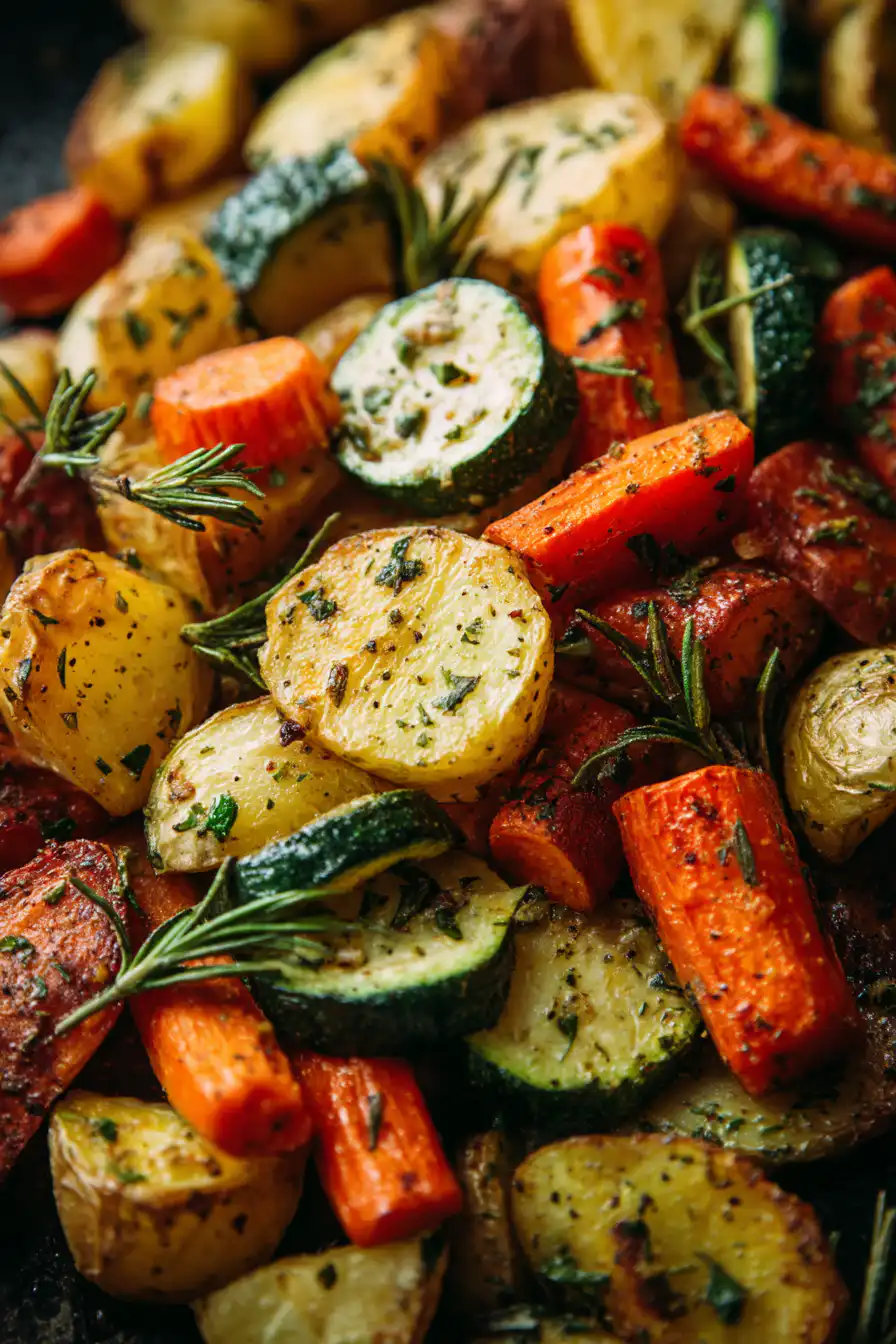 Garlic Herb Roasted Potatoes Carrots and Zucchini