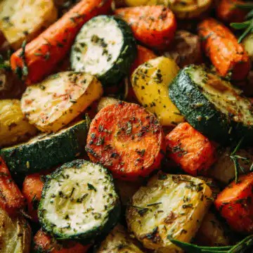 Garlic Herb Roasted Potatoes Carrots and Zucchini