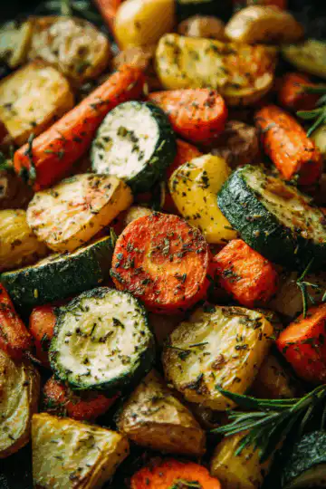 Garlic Herb Roasted Potatoes Carrots and Zucchini
