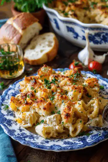Garlic Parmesan Chicken Pasta Bake