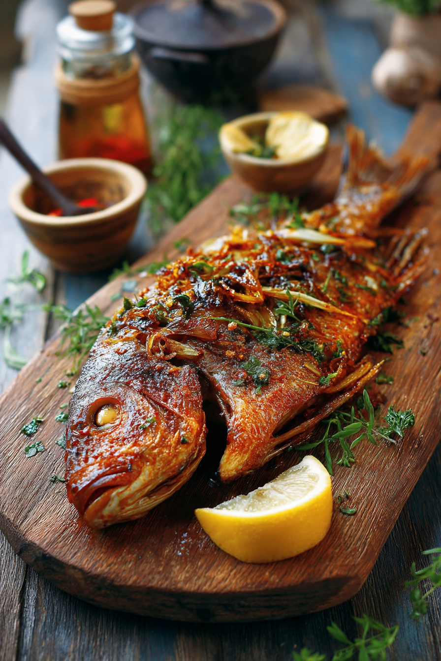 Ginger Onion Fried Sea Bass