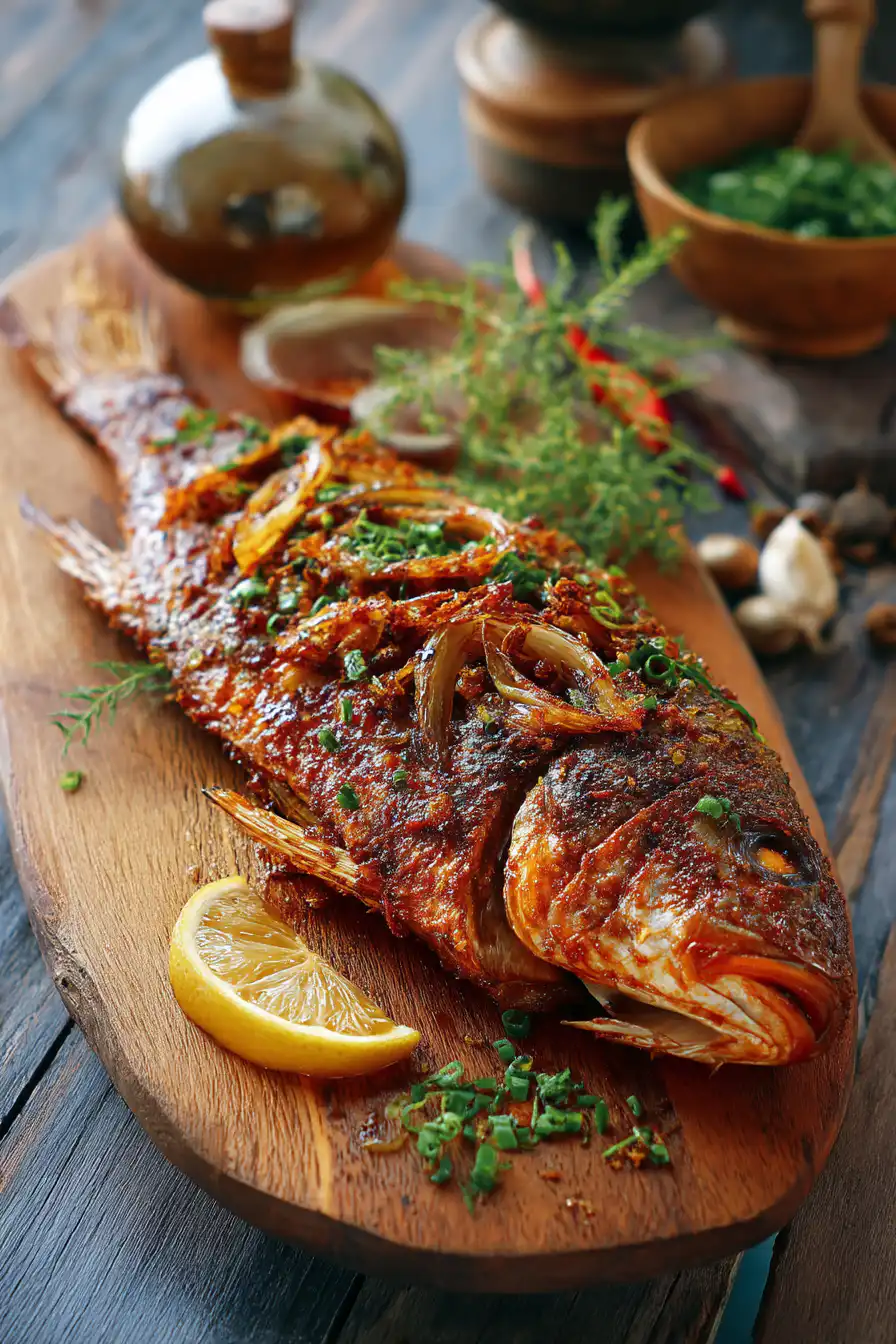 Ginger Onion Fried Sea Bass