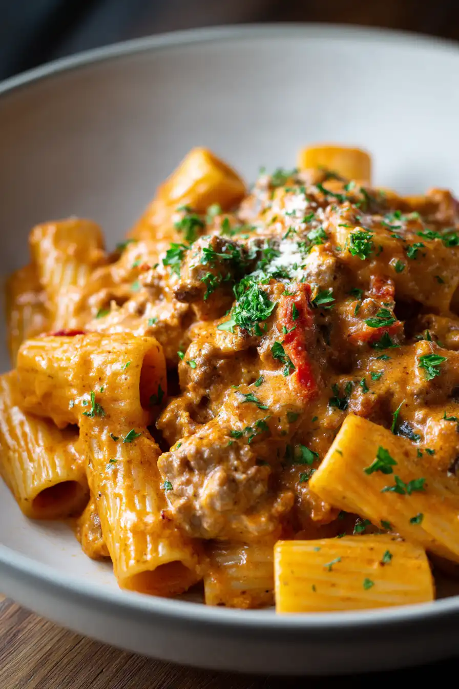 Hearty Creamy Sausage Rigatoni
