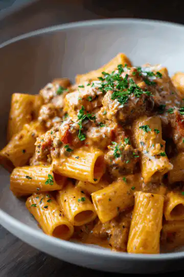 Hearty Creamy Sausage Rigatoni