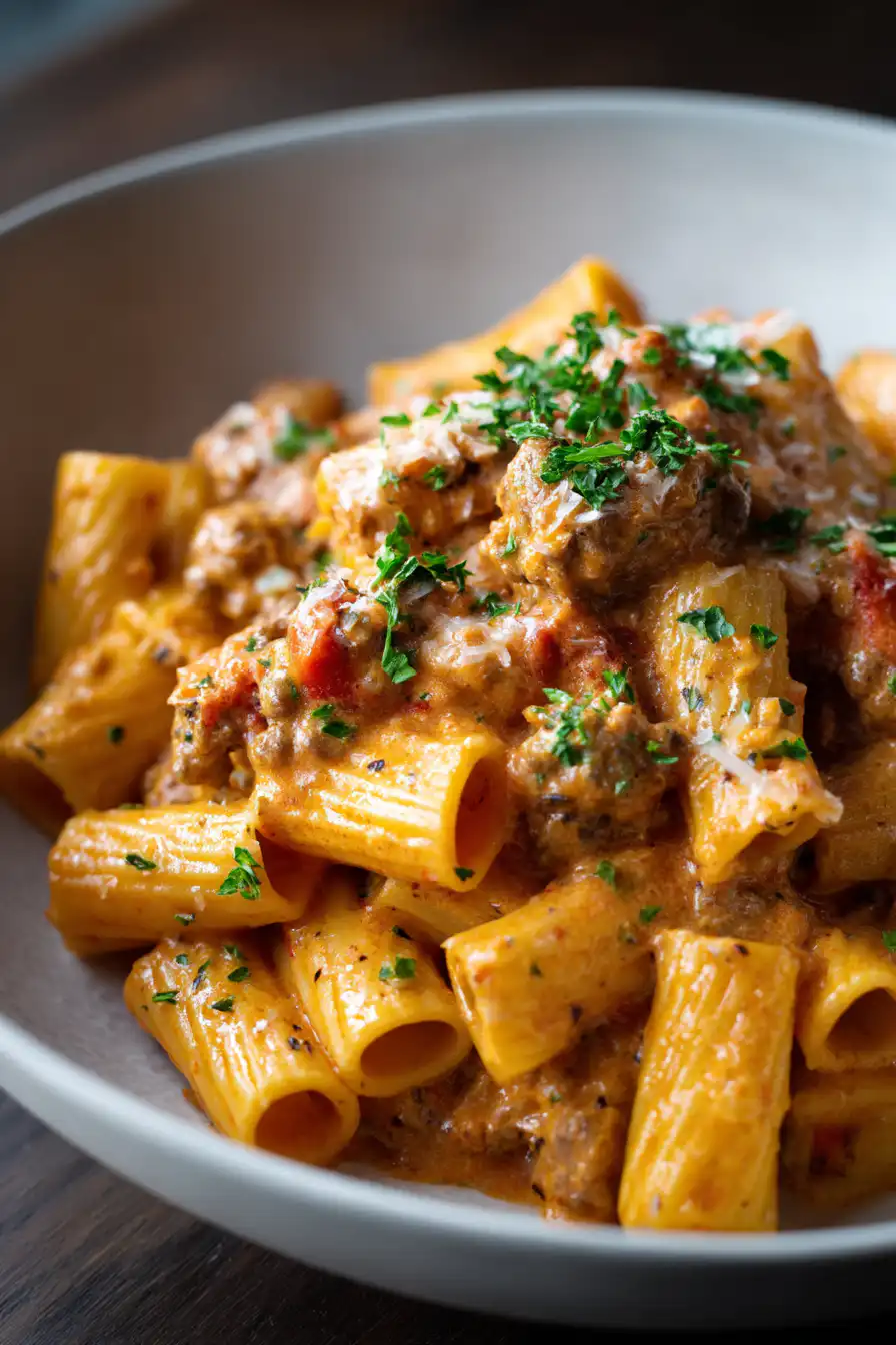 Hearty Creamy Sausage Rigatoni