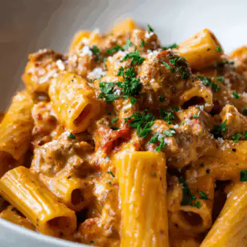 Hearty Creamy Sausage Rigatoni