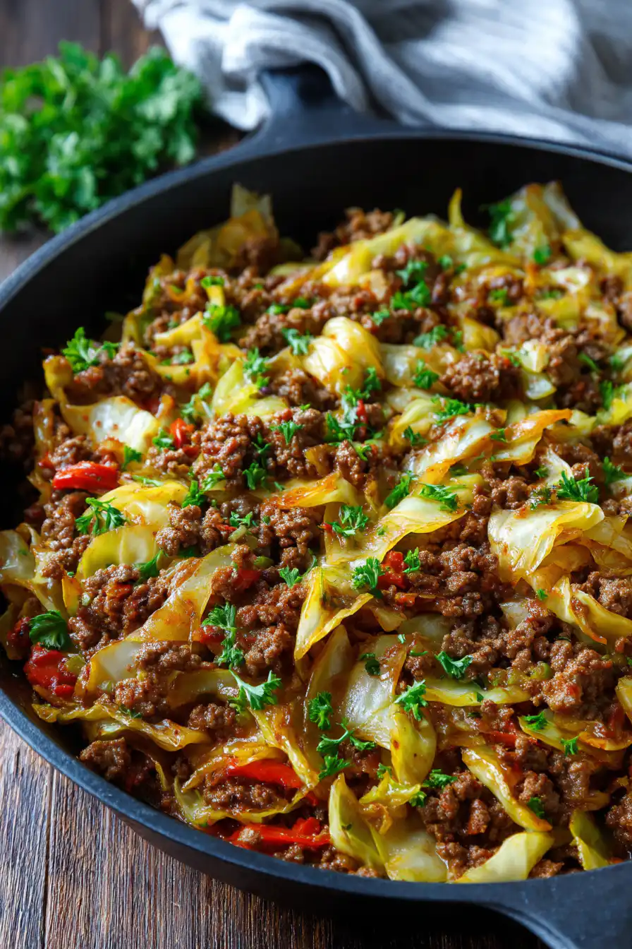 Hearty Ground Beef and Cabbage Skillet