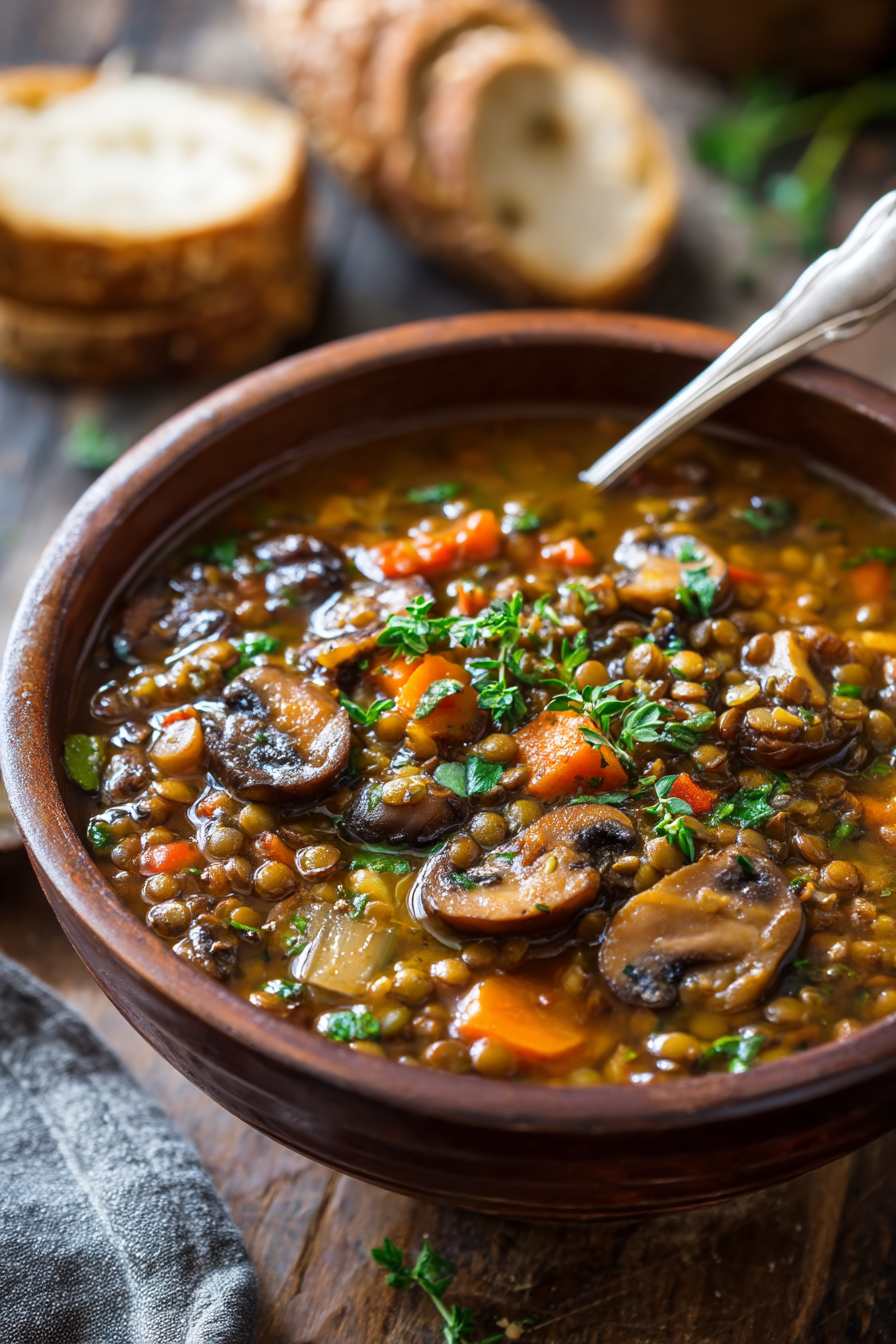Hearty Vegan Lentil Mushroom Stew