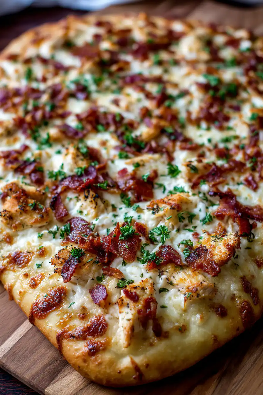 Homemade Chicken Bacon Ranch Pizza