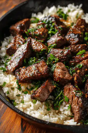 Honey Garlic Butter Steak and Rice Skillet