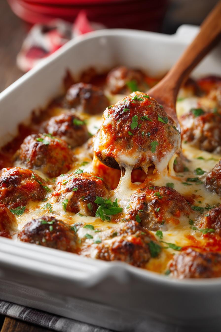 Keto Diet Friendly Meatball Casserole with Cheese and Sauce!