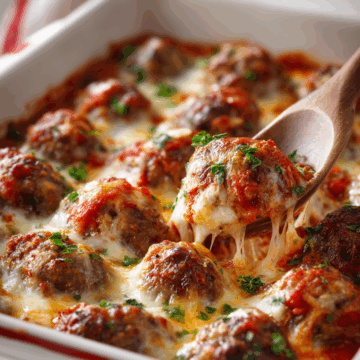 Keto Diet Friendly Meatball Casserole with Cheese and Sauce!