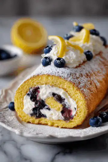 Lemon Blueberry Sponge Cake Roll