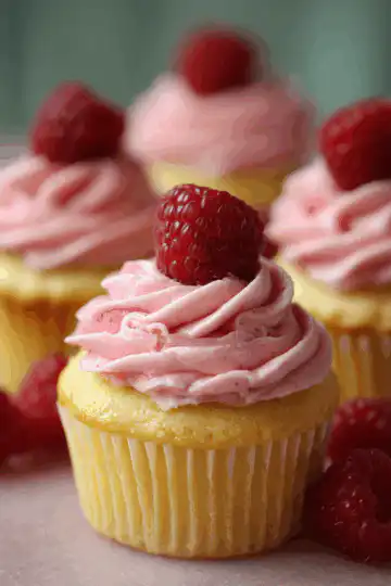 Lemon Cupcakes with Raspberry Buttercream Frosting
