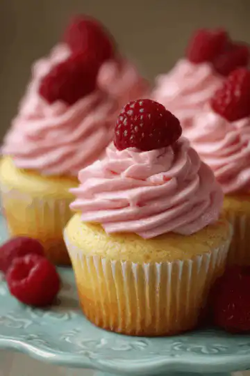 Lemon Cupcakes with Raspberry Buttercream Frosting
