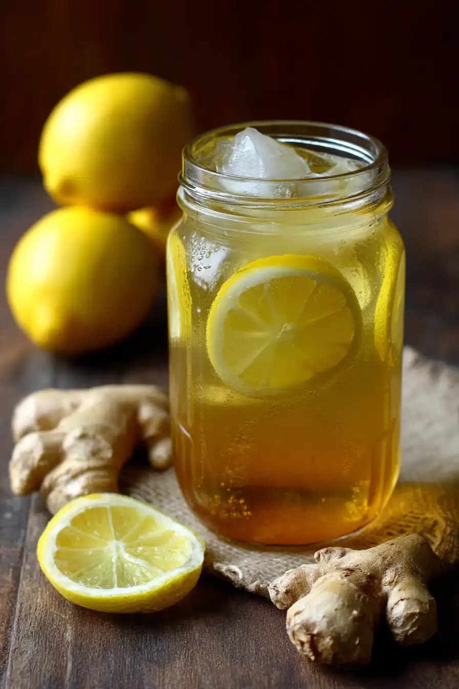 Lemon Ginger Iced Green Tea with Honey