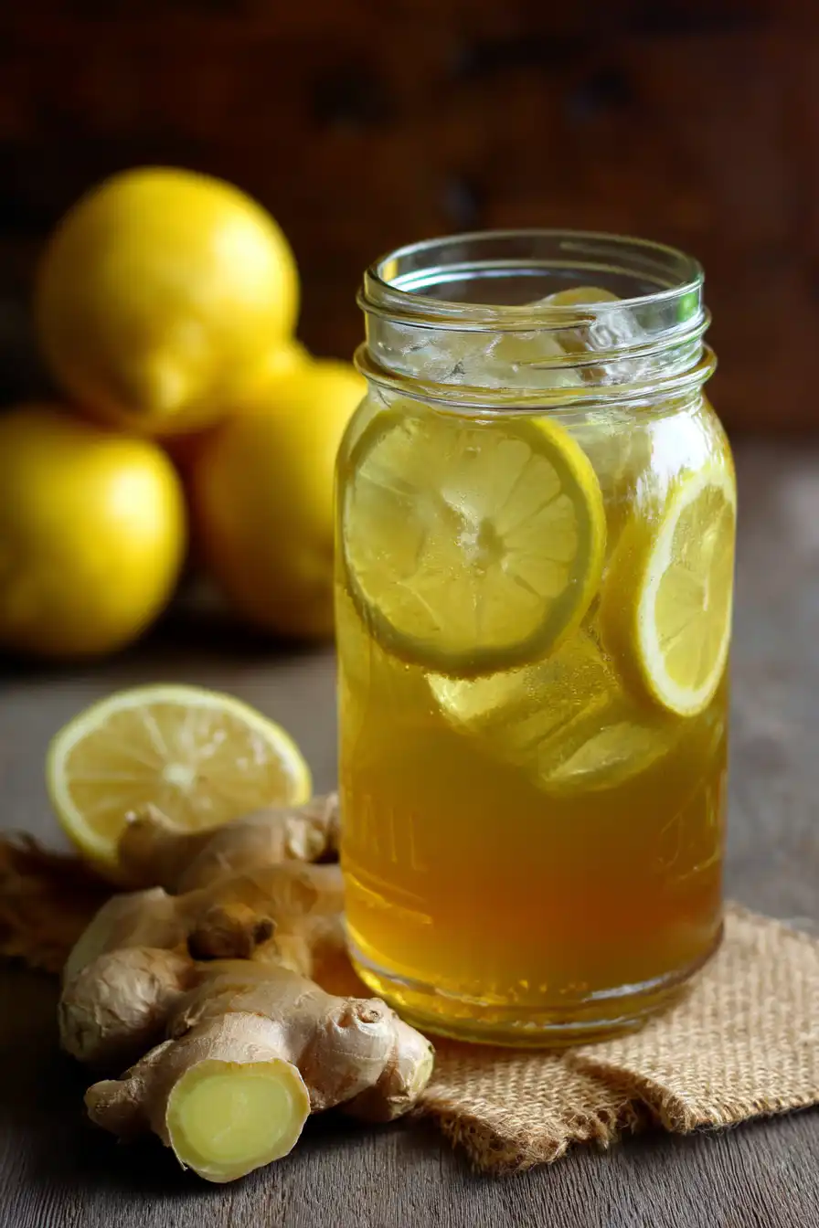 Lemon Ginger Iced Green Tea with Honey