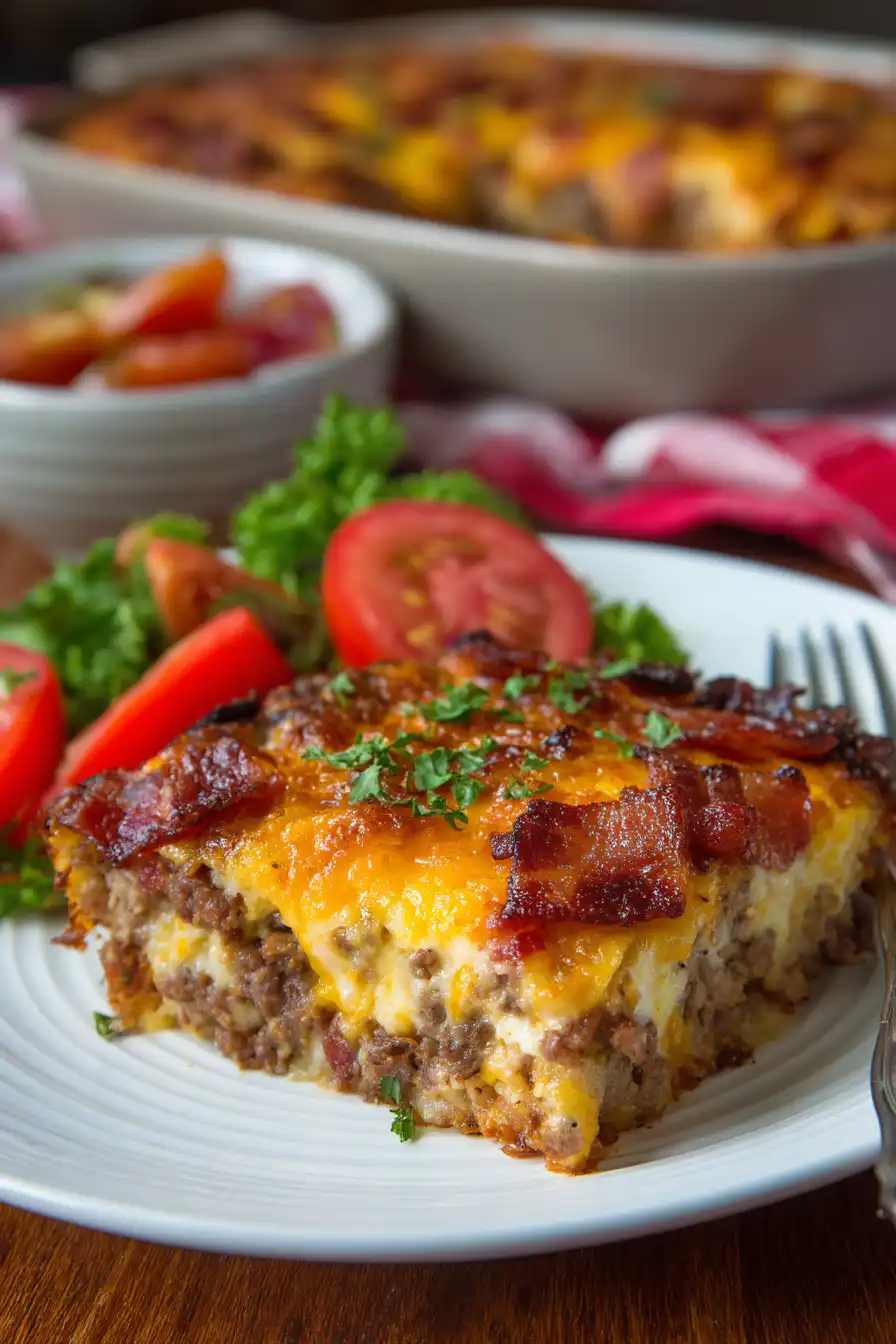 Low-Carb Bacon Cheeseburger Casserole