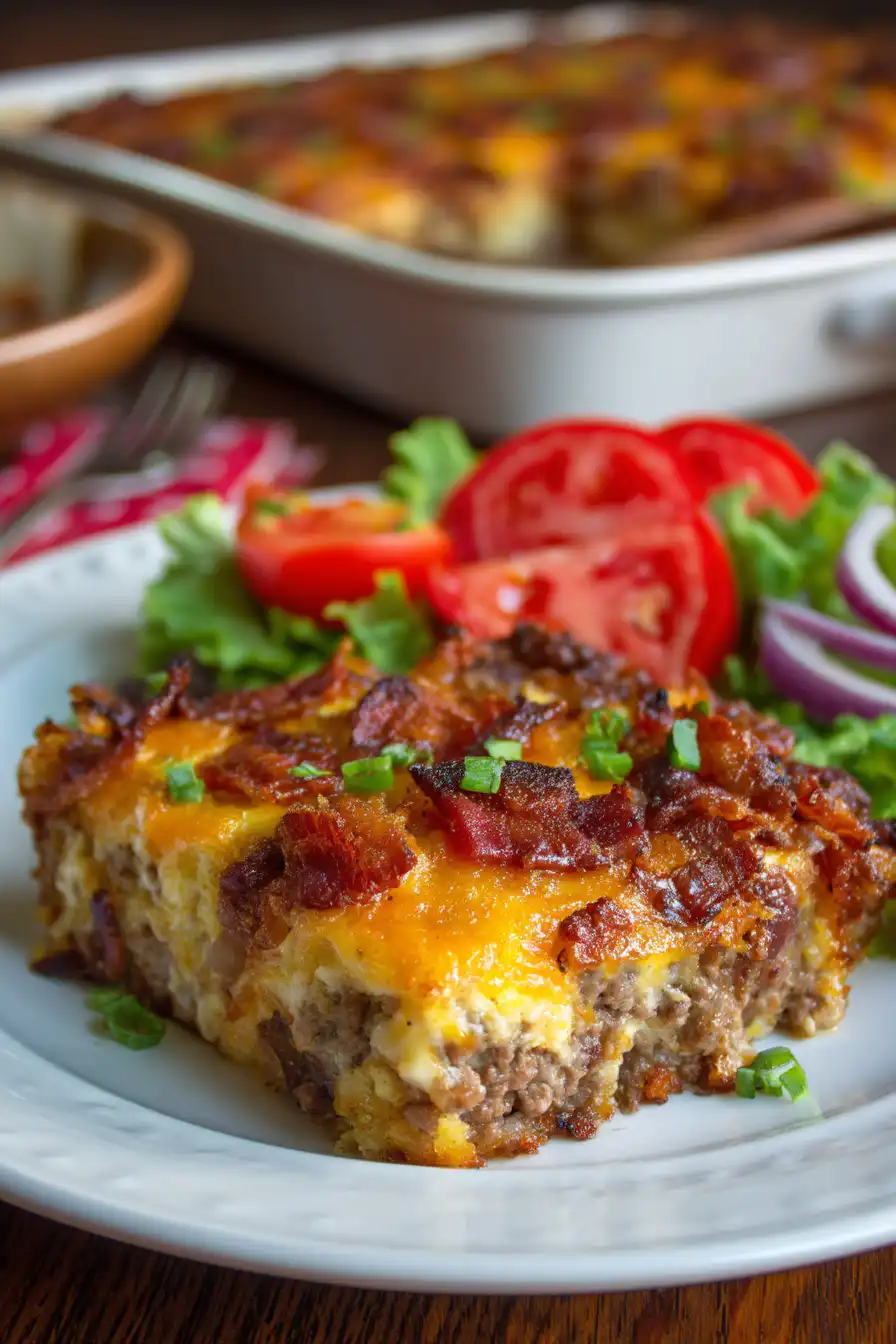 Low-Carb Bacon Cheeseburger Casserole