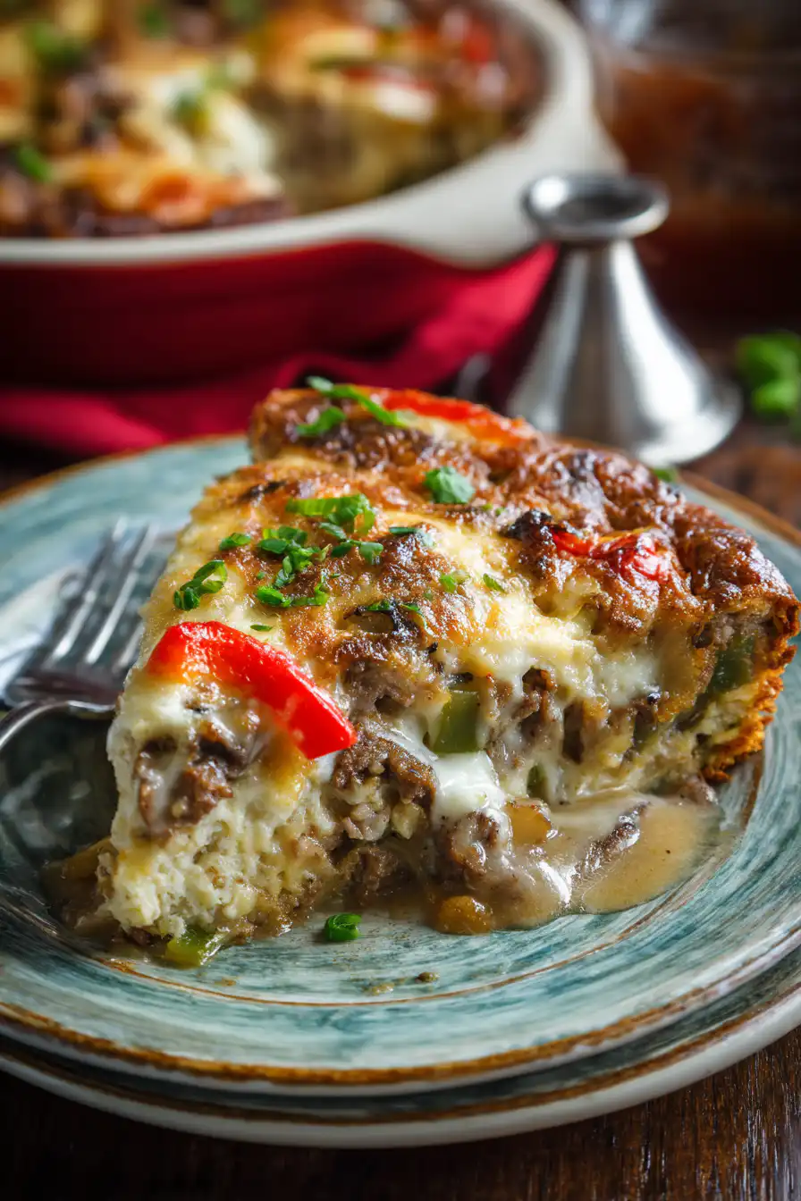 Low Carb Philly Cheesesteak Casserole