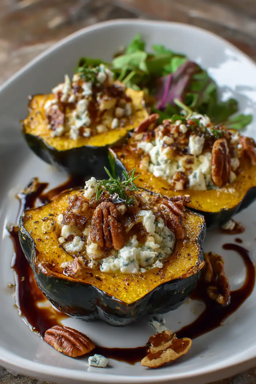Maple Pecan Goat Cheese Roasted Acorn Squash