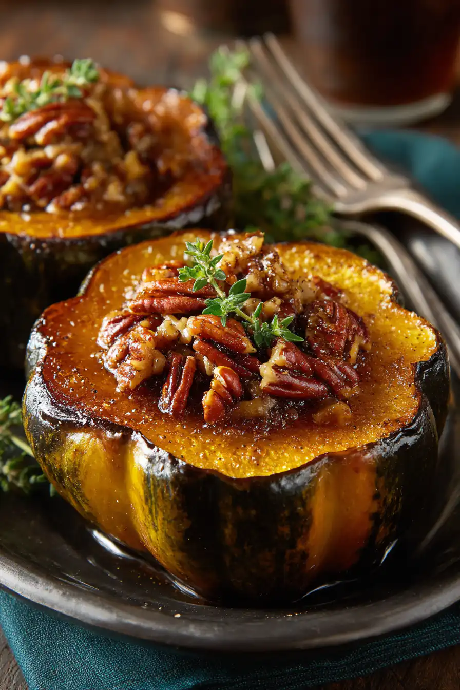 Maple Pecan Roasted Acorn Squash