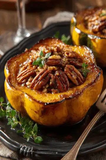 Maple Pecan Roasted Acorn Squash