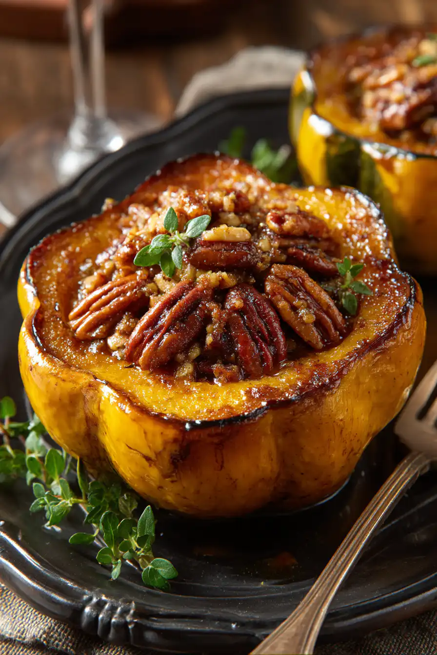 Maple Pecan Roasted Acorn Squash