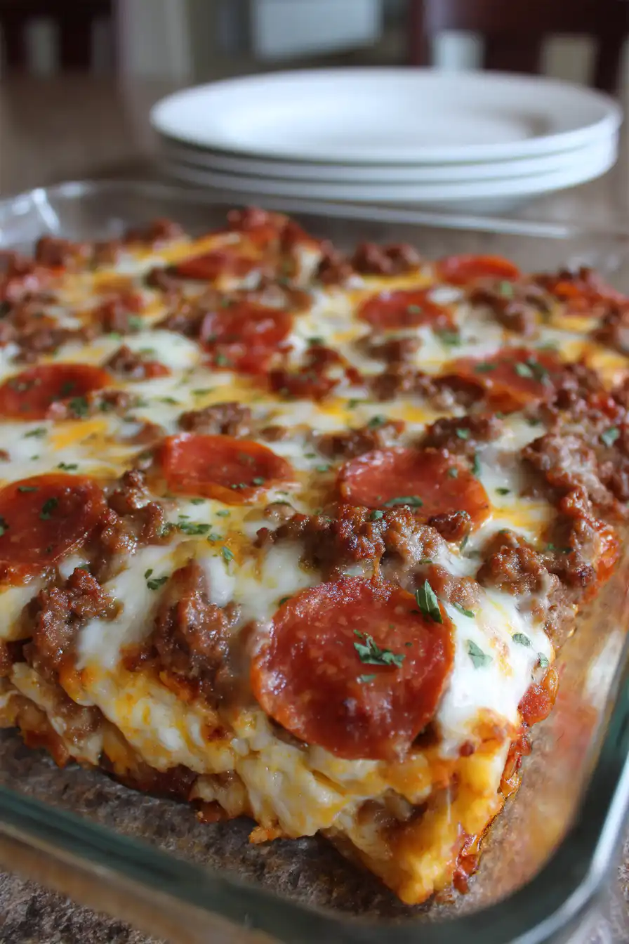 Meat Lovers Pizza Casserole