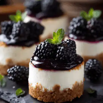 Mini Lavender Blackberry Cheesecakes
