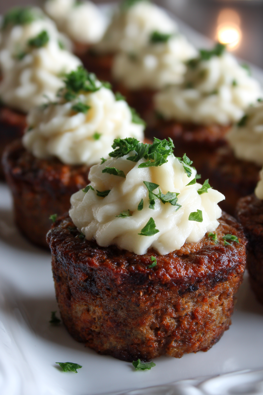 Mini Meatloaf Muffins with Mashed Potato Frosting