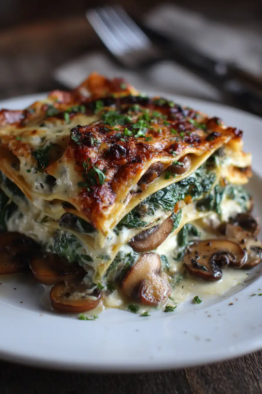 Mushroom And Spinach Lasagna Recipe - MushroomSalus