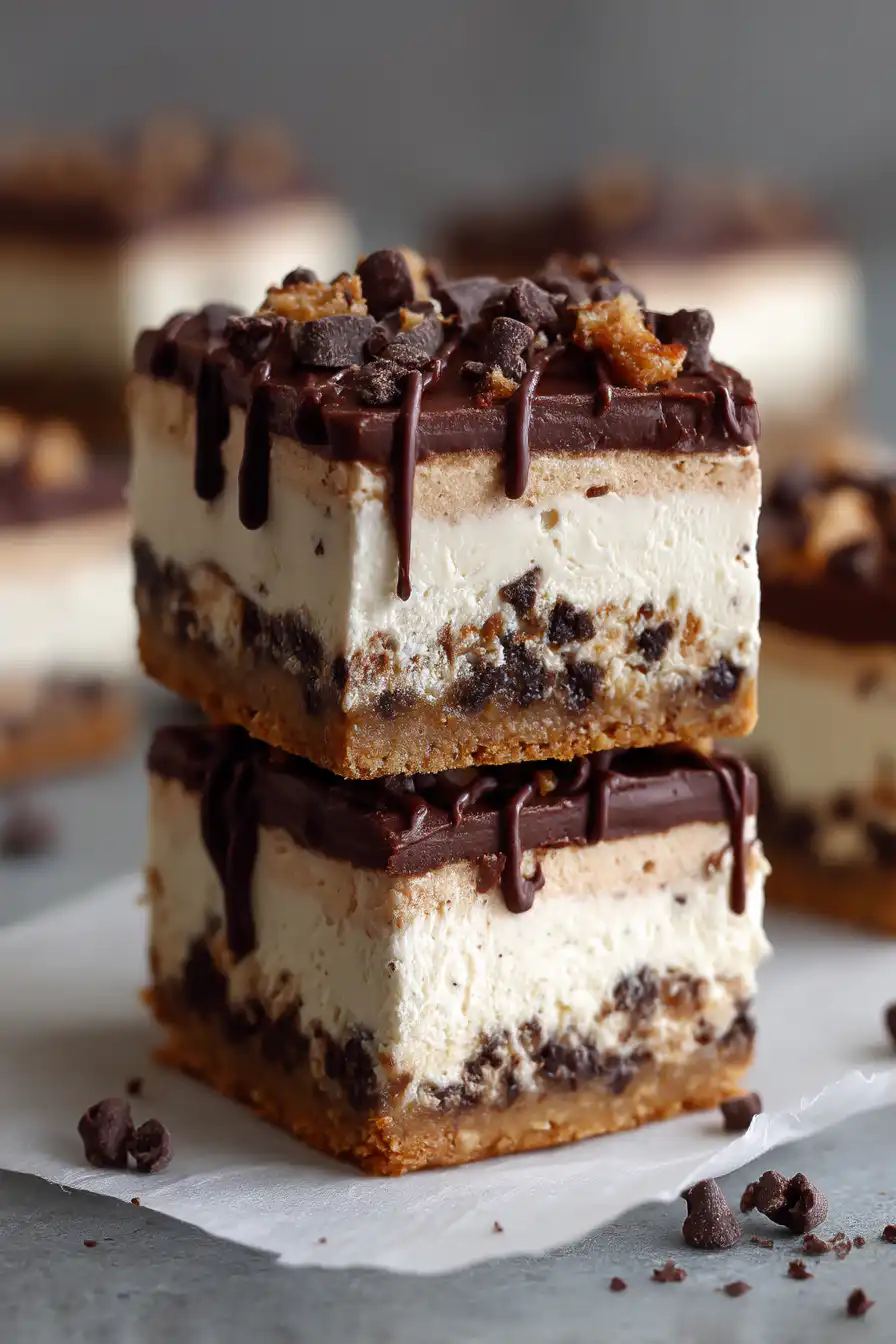 No Bake Cookie Dough Cheesecake Bars
